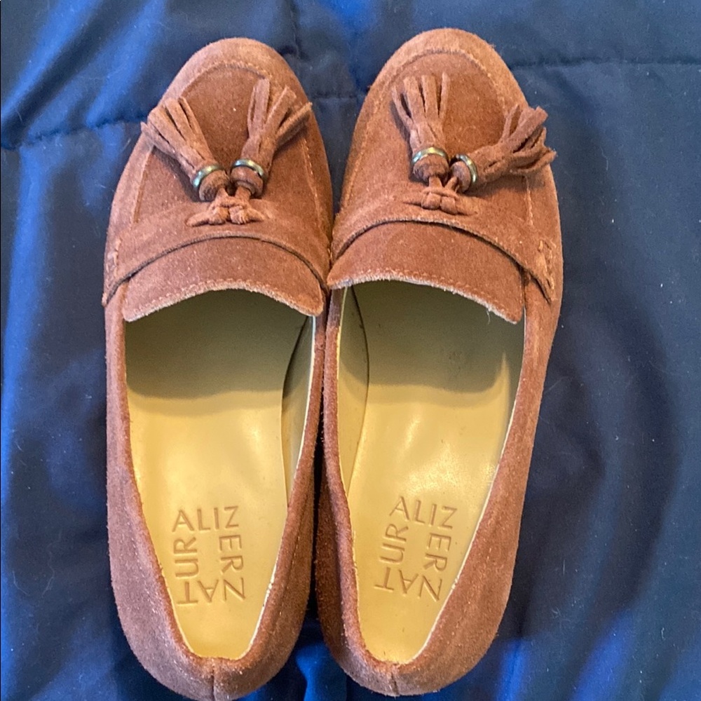 Naturalizer Brown Suede Loafers with Tassels